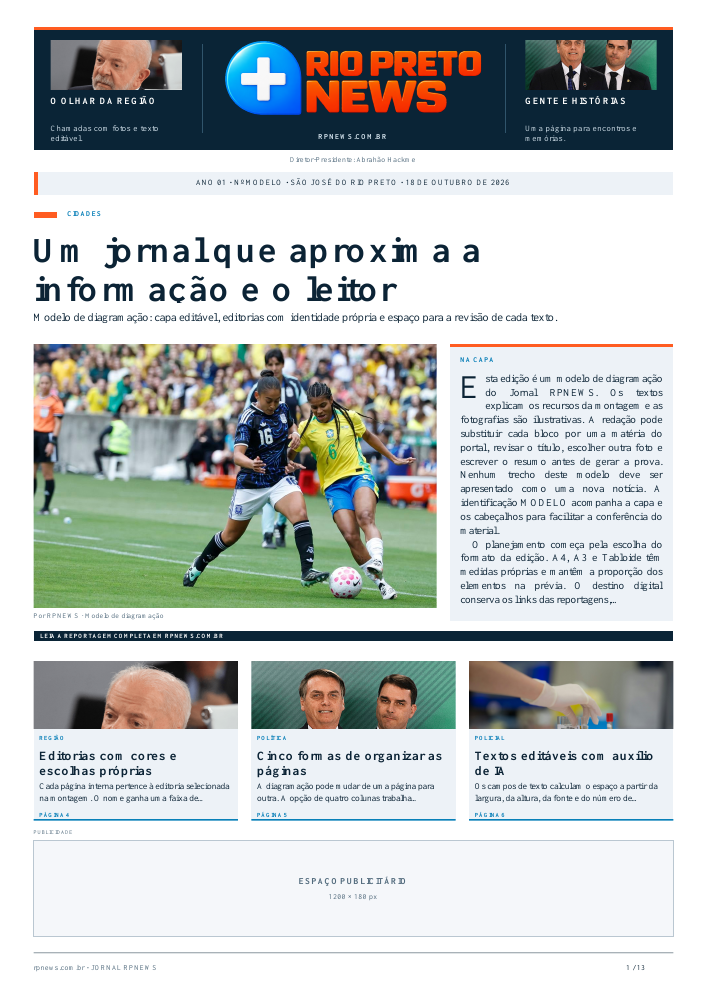 Capa do modelo do Jornal RPNEWS