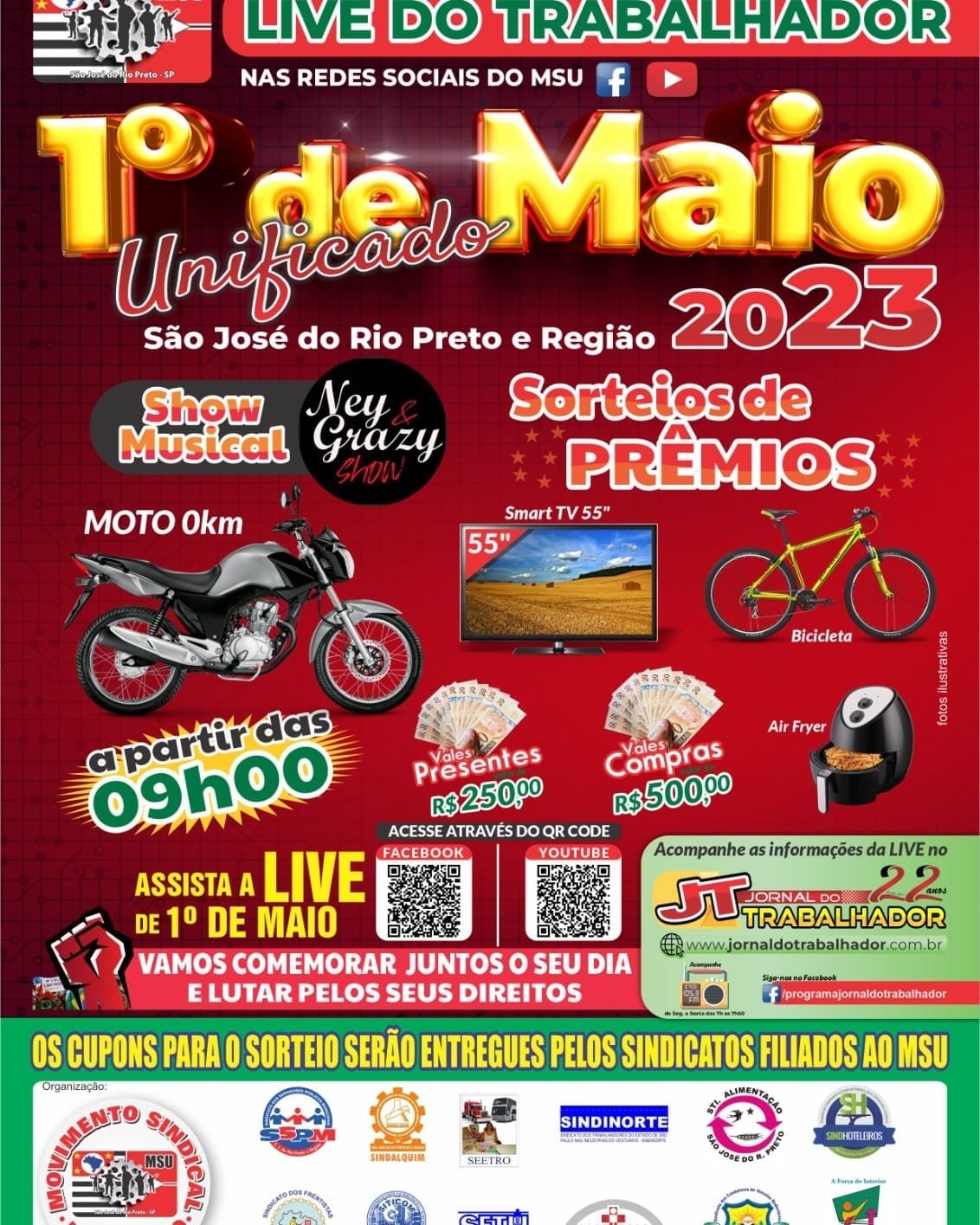 Festa do Trabalhador terá shows e sorteios de prêmios em Rio Preto