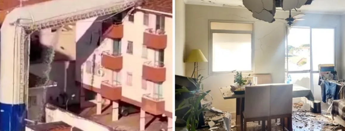 Caixa d’água desaba em cima de apartamento em Birigui, interior de SP