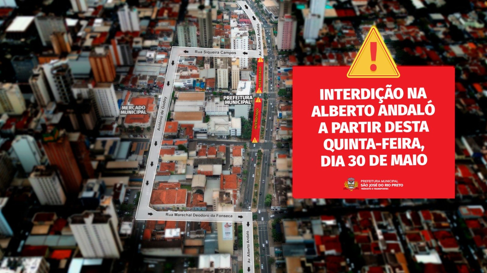 Trecho da Andaló será interditado nesta quinta para instalação de estrutura metálica