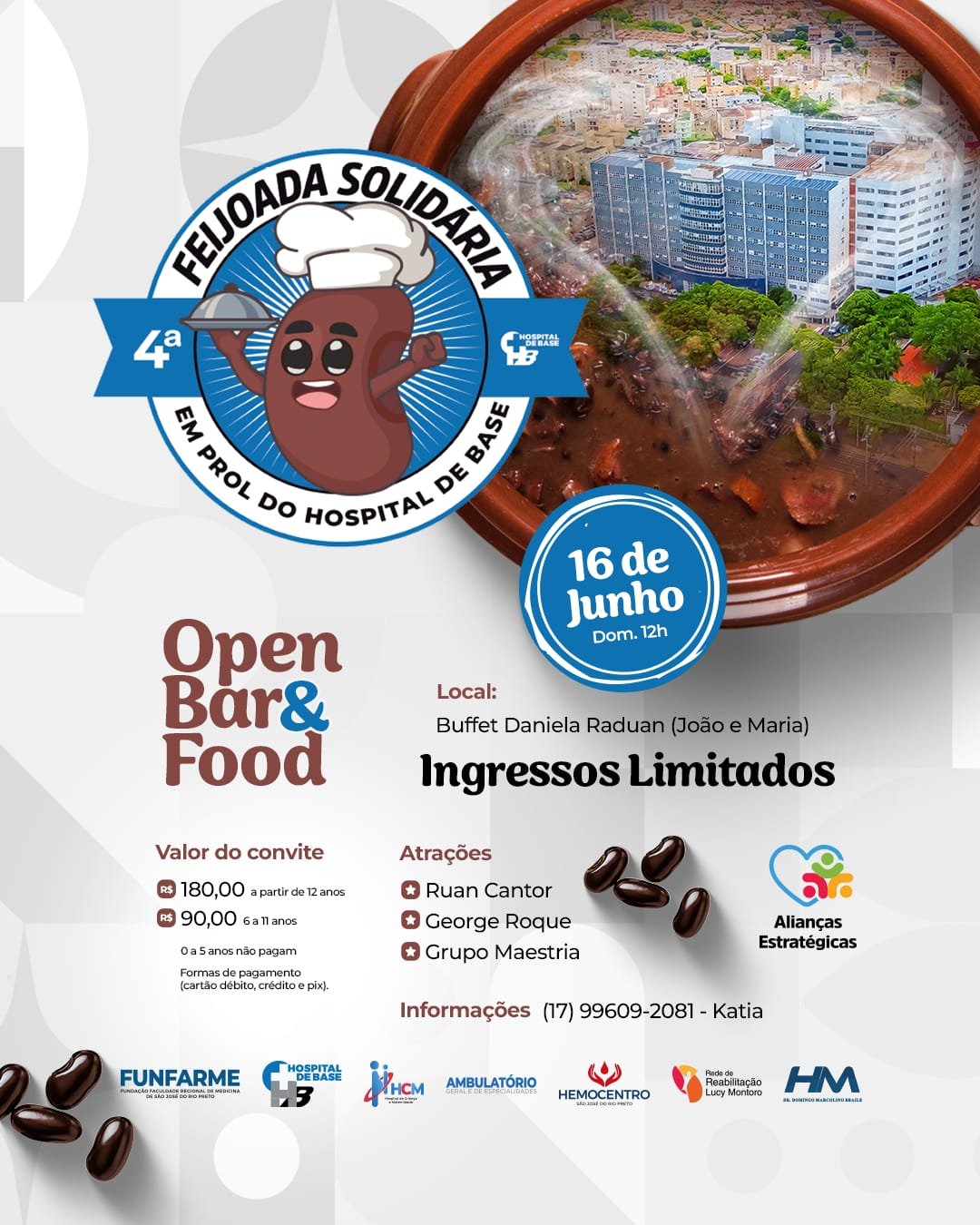 Acontece neste domingo a tradicional feijoada em prol para o HB de Rio Preto