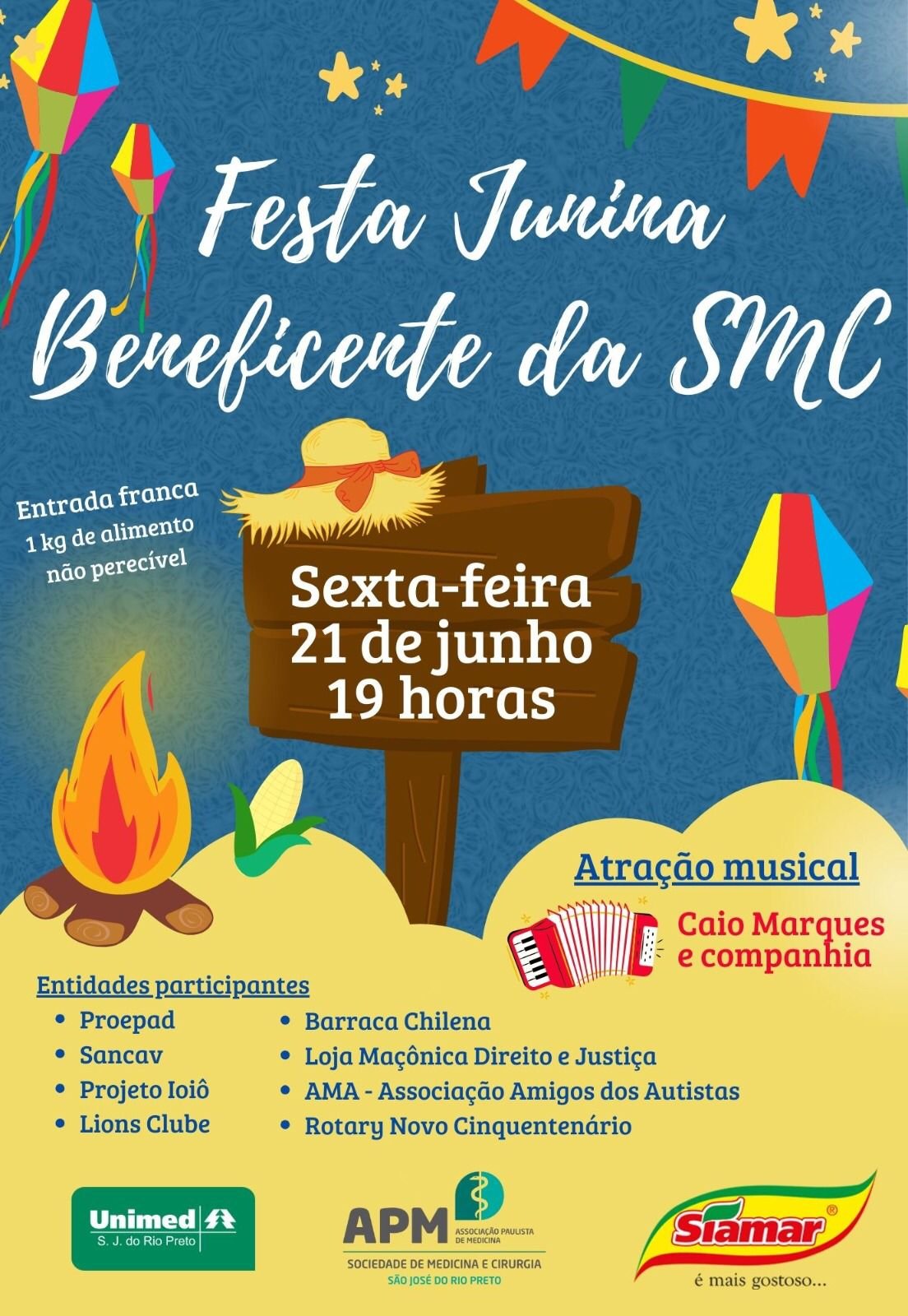 Festa Junina beneficente é atração nesta sexta na Sociedade de Medicina de Rio Preto