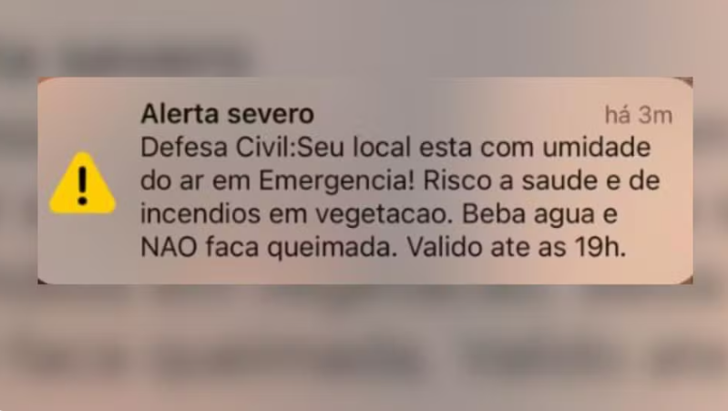 Defesa Civil emite alerta sobre baixa umidade do ar e risco de queimadas na região de Rio Preto
