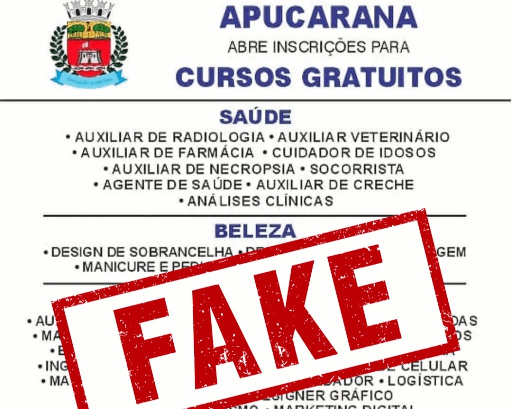 Golpe usa nome da Prefeitura de Apucarana para ofertar cursos