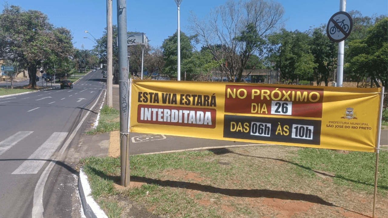 Trechos da avenida José Munia serão interditados neste domingo