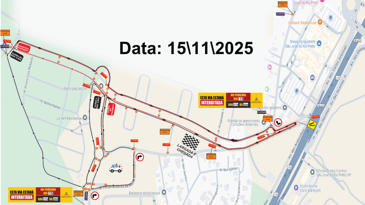 Trecho na região Sul será interditado neste sábado para Corrida de Rua