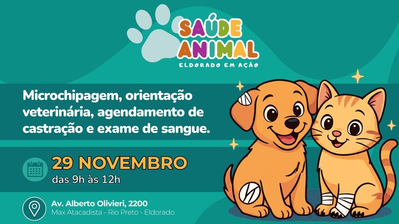 Ações voltadas à saúde dos pets chega neste sábado ao bairro Eldorado