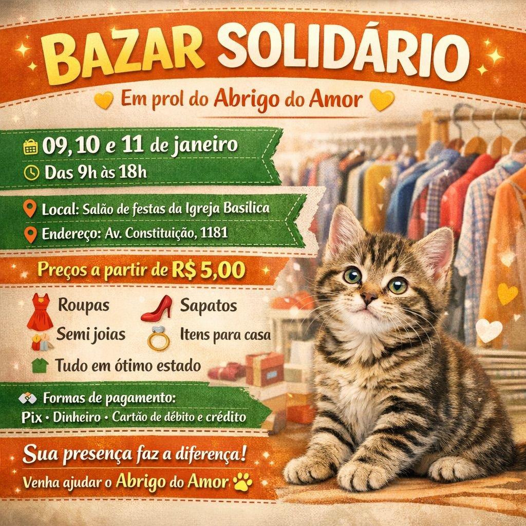 24º Bazar do Abrigo do Amor começa nesta sexta, 09