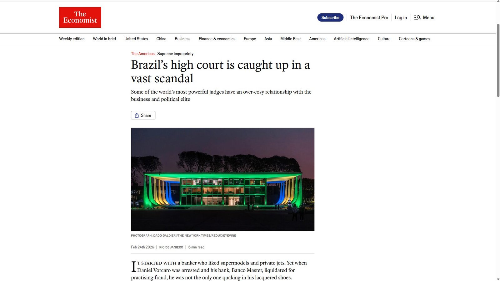 The Economist expõe crise no STF e faz referência à prisão de Bolsonaro