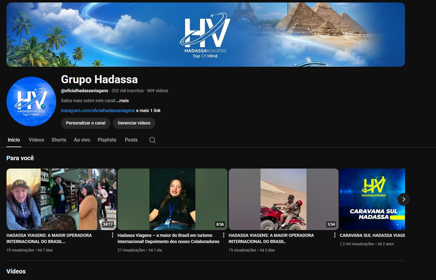 HADASSA VIAGENS LANÇA CANAL NO YOUTUBE COM MILHARES DE VÍDEOS E CONSOLIDA TRANSPARÊNCIA E CONFIANÇA NO TURISMO NACIONAL
