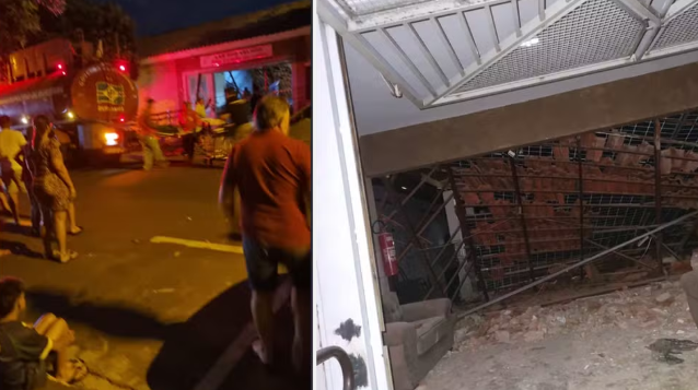 Telhado desaba em entrada de lar para idosos em Buritama