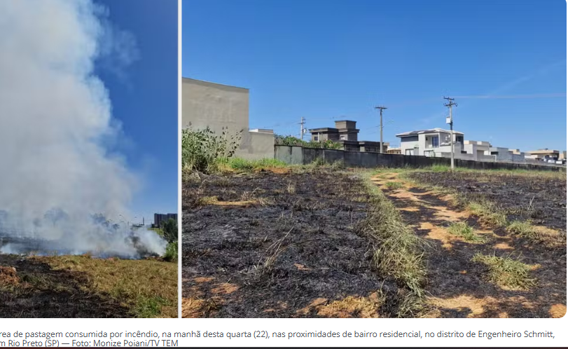 Estiagem: incêndio consome área de pastagem no Distrito de Schmitt