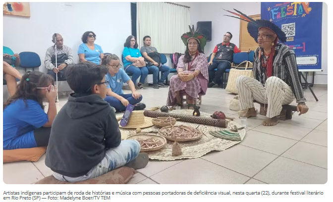Indígenas contam histórias para deficientes visuais em Festival Literário em Rio Preto