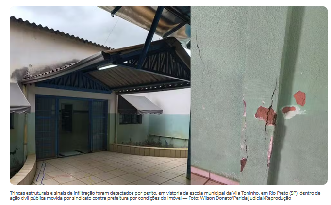 Laudo aponta rachaduras em prédio de escola infantil de Rio Preto