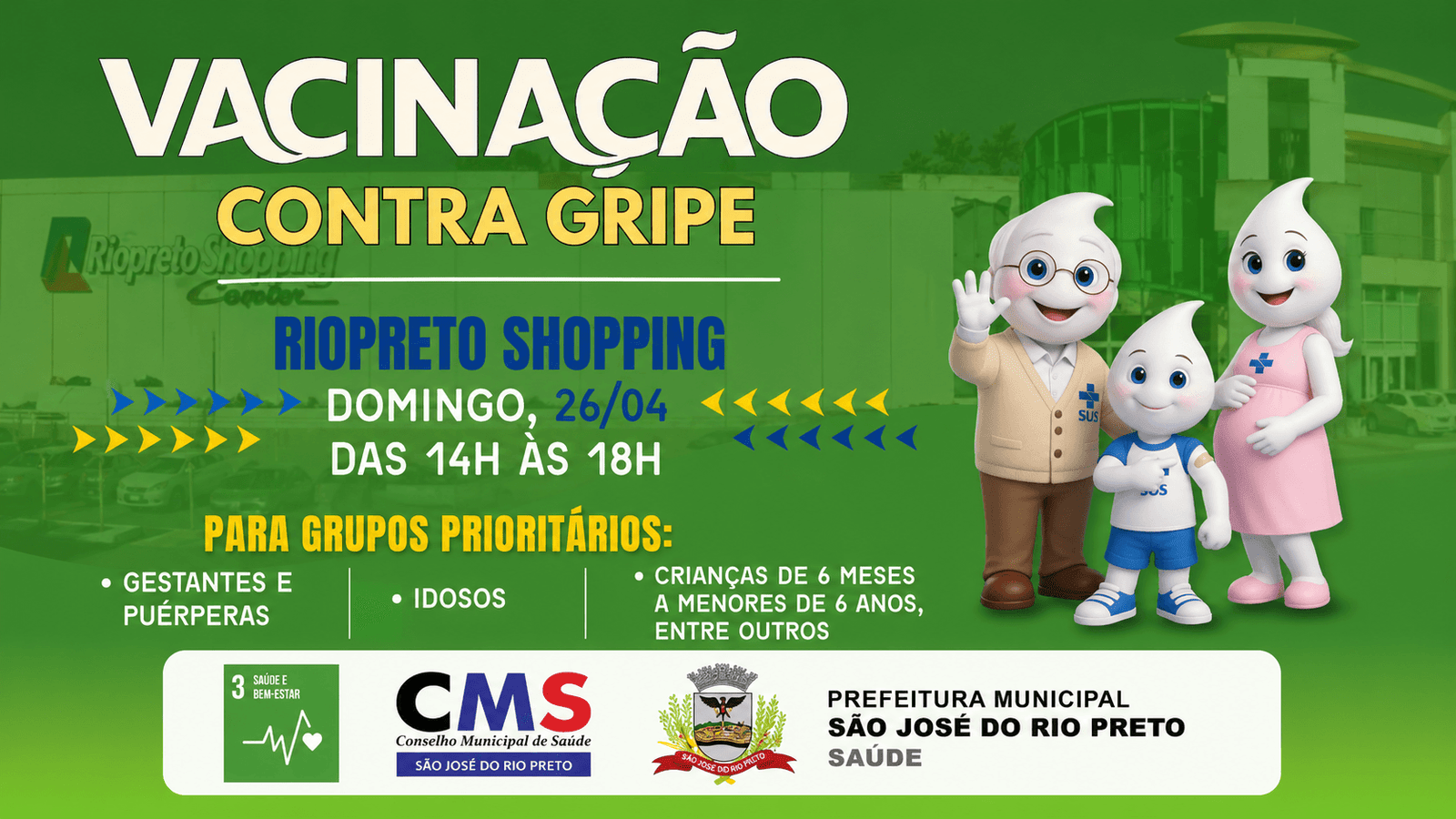 Saúde de Rio Preto vacina contra a gripe no Riopreto Shopping