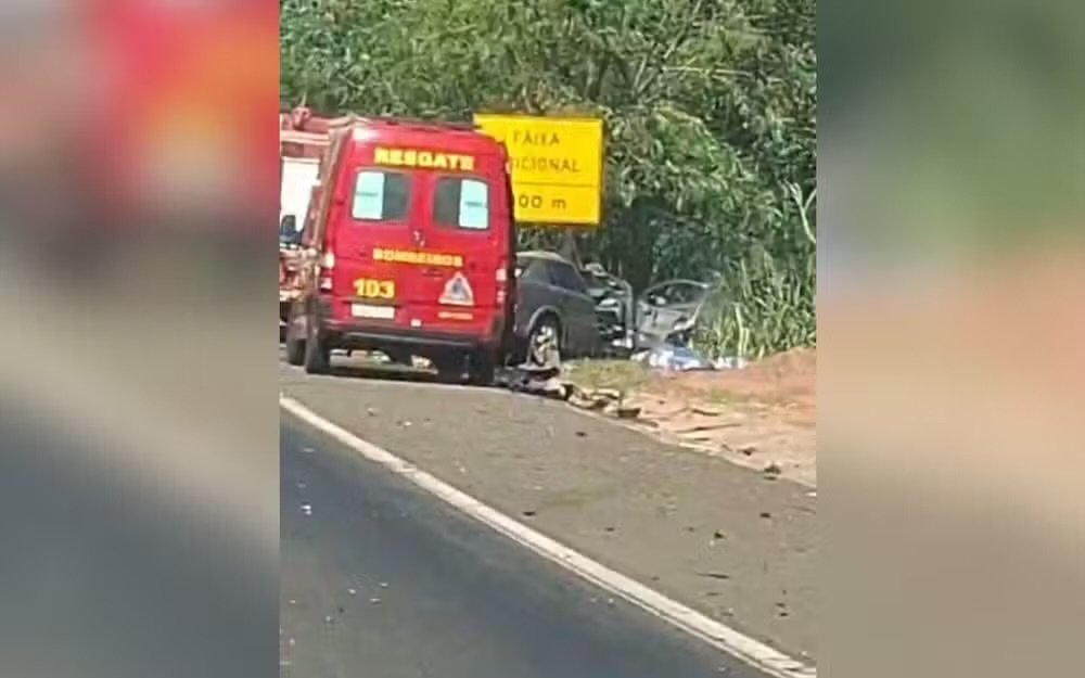 Cavalo na pista provoca acidente entre dois carros em rodovia em Pindorama