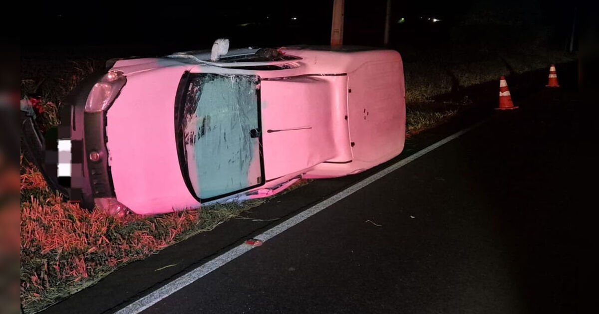 Acidente na PR-082, em Jardim Alegre, deixa motorista ferido após capotamento noturno
