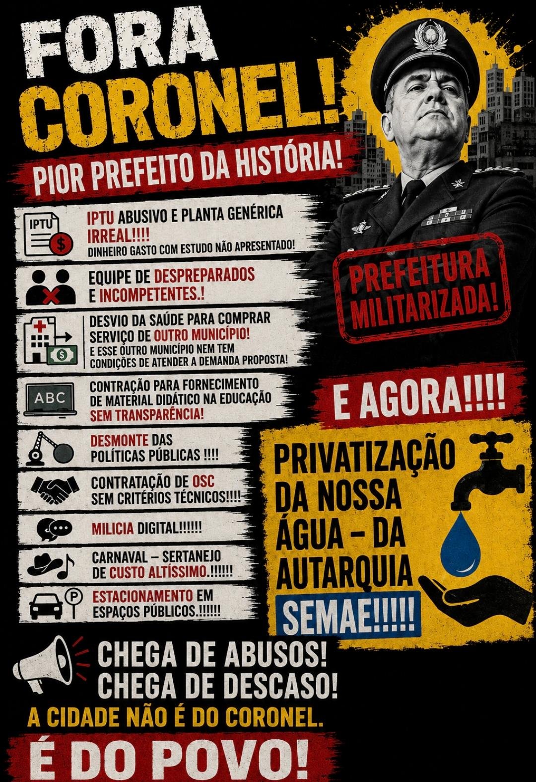 Ato no Calçadão de Rio Preto orienta população sobre os temas polêmicos ao governo do Coronel Fábio Candido