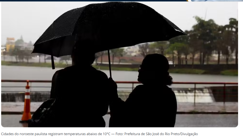 Cidades registram temperaturas abaixo de 10°C, mas frio deve diminuir na quarta no noroeste paulista