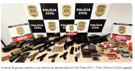 Polícia Civil de Rio Preto deflagra operação e encontra arsenal de grosso calibre e uso restrito