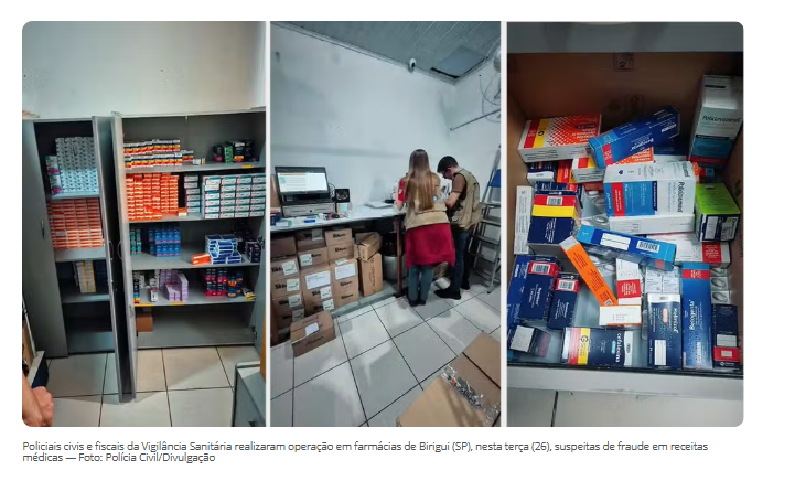 Polícia faz operação contra farmácias suspeitas de falsificar receitas médicas em Birigui