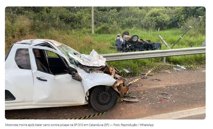 Motorista morre após bater carro contra picape em Catanduva