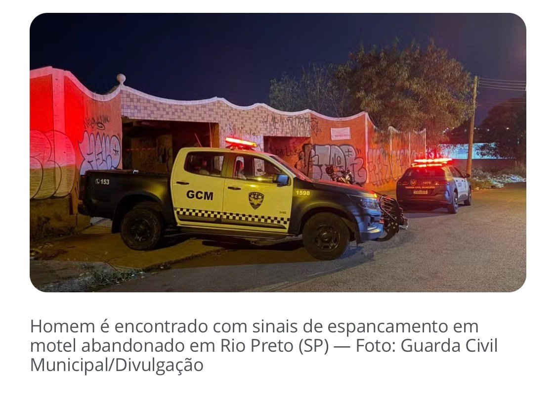 Homem é encontrado com sinais de espancamento em motel abandonado em Rio Preto