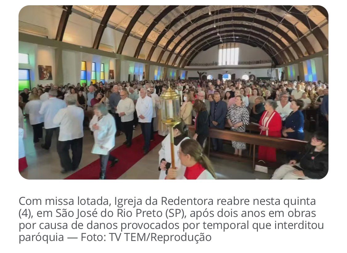 Igreja da Redentora reabre após dois anos fechada por temporal