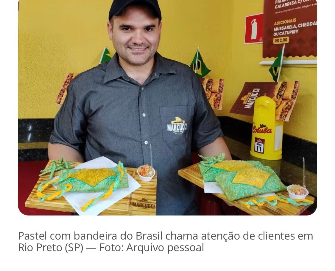 Pastel inspirado na bandeira do Brasil traz sabores típicos da cultura nacional