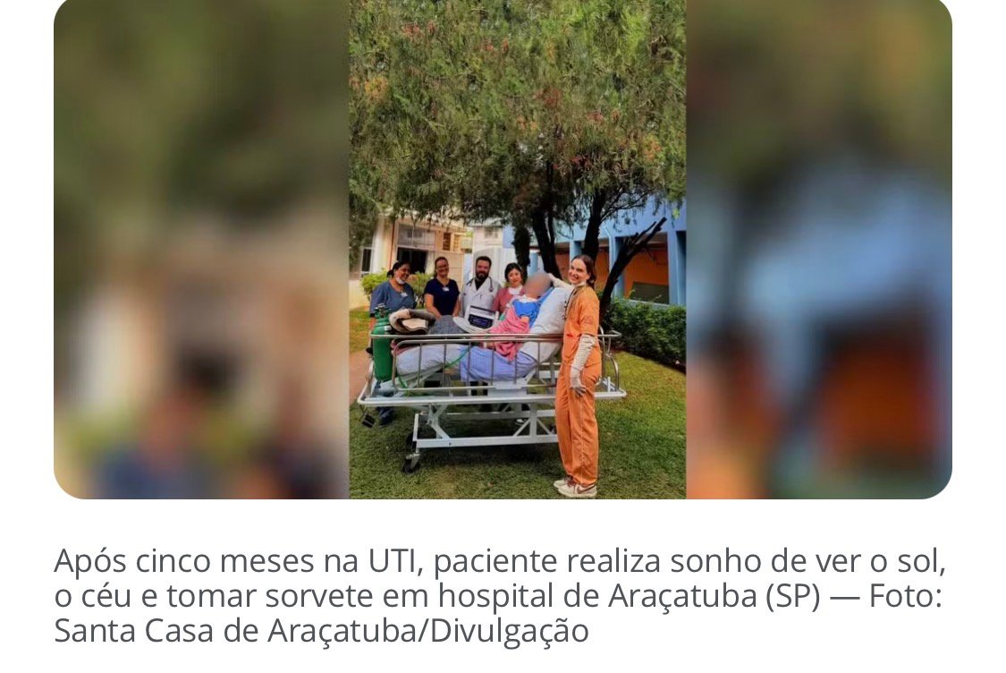 Internado há 5 meses na UTI, paciente com doença que paralisa o corpo realiza desejo de voltar a ver o sol e tomar sorvete