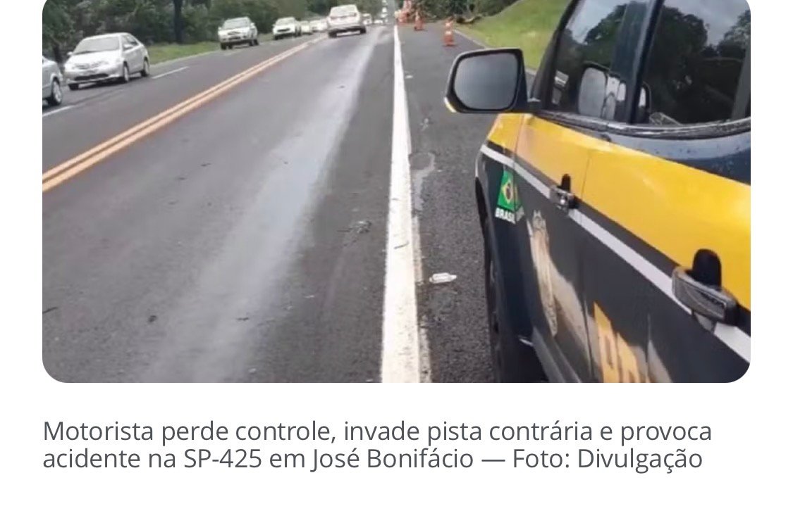 Motorista perde controle, invade pista contrária e provoca acidente em José Bonifácio