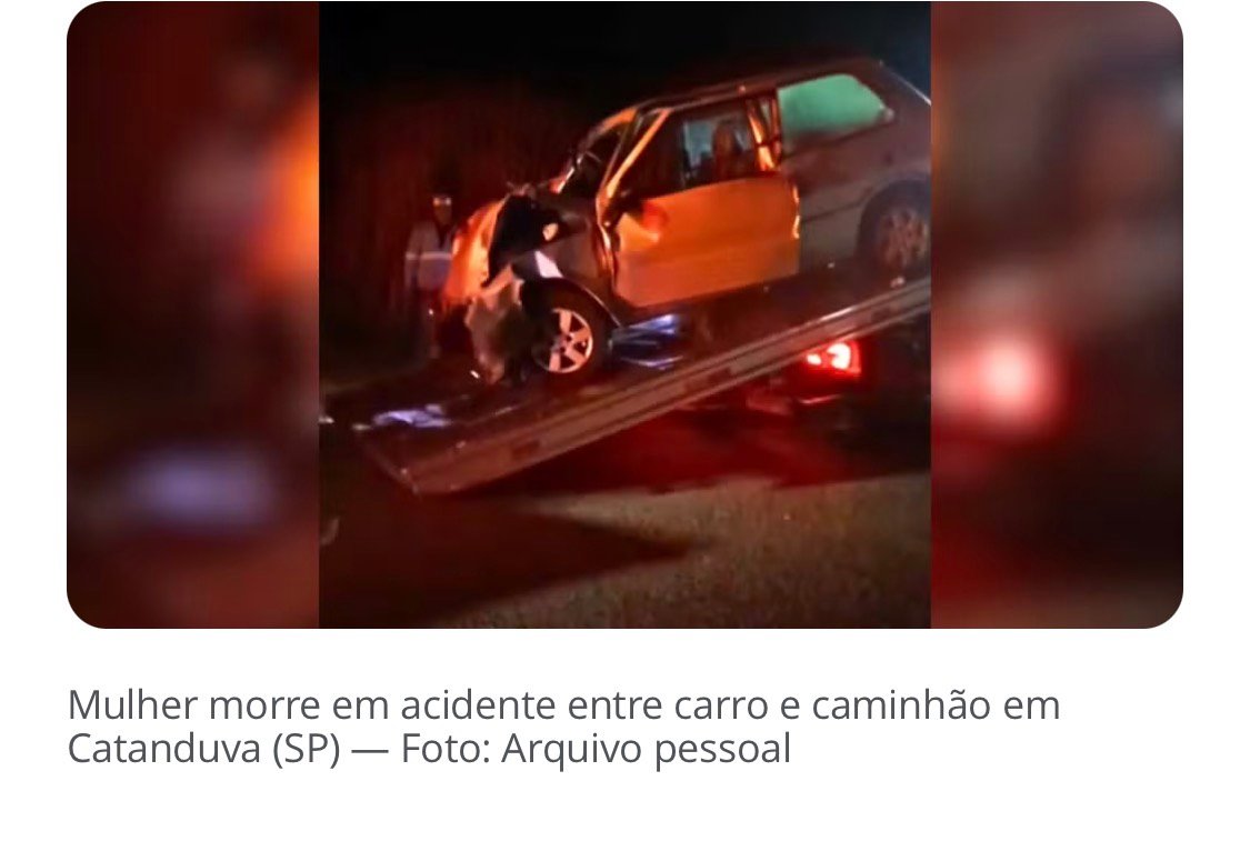 Mulher morre em acidente entre carro e caminhão em Catanduva