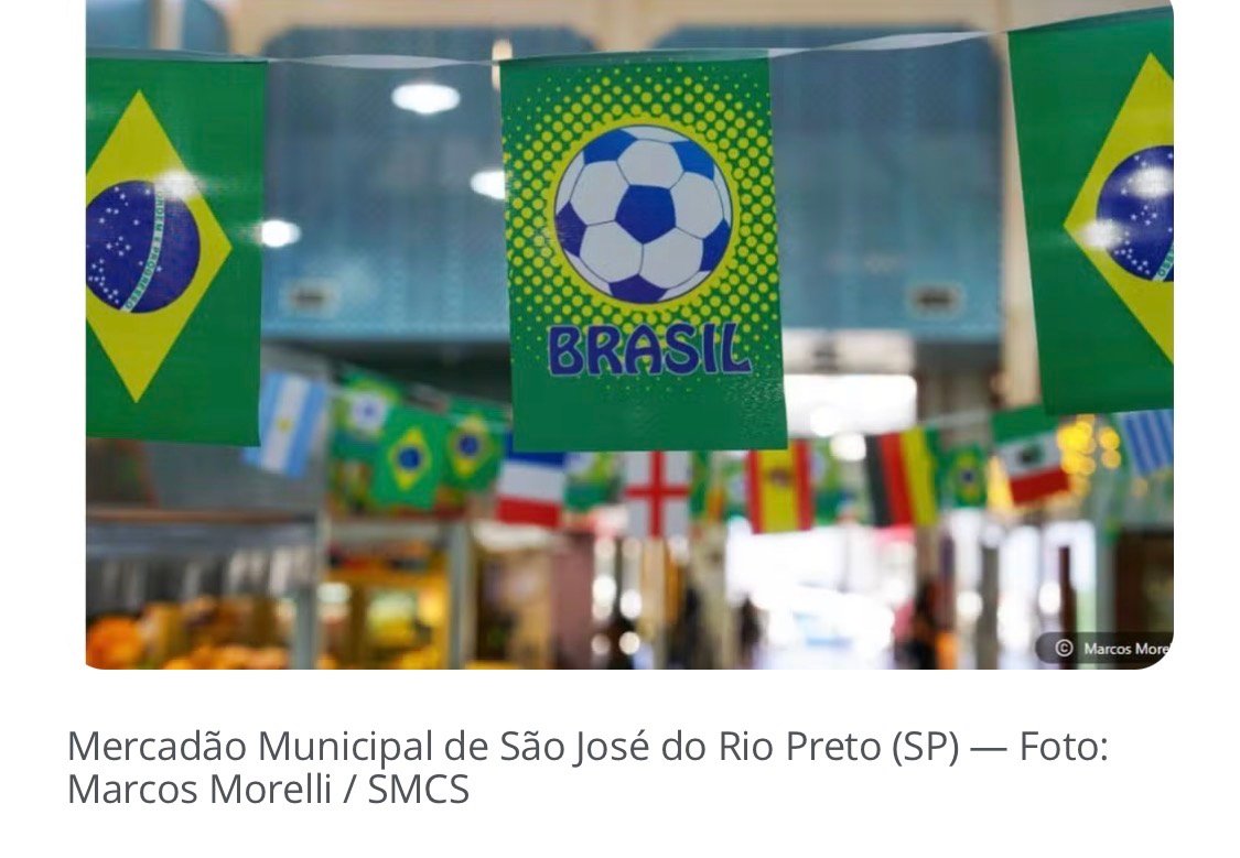 Mercado Municipal de Rio Preto transmite jogos do Brasil pela Copa do Mundo