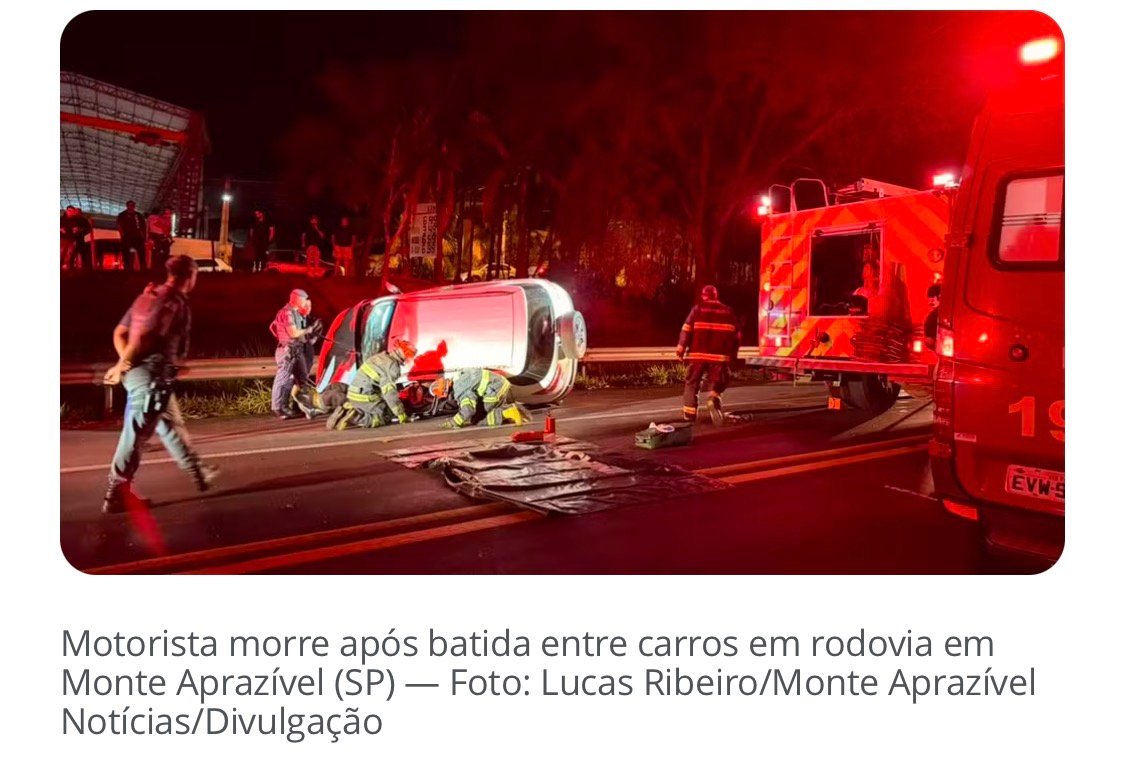Motorista morre após batida frontal entre carros na SP-310 em Monte Aprazível