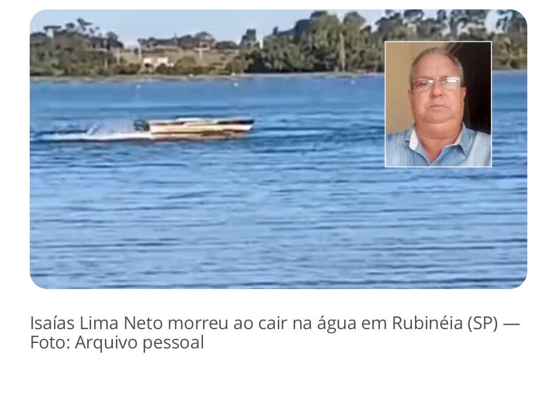 Homem cai de barco e morre afogado em rio em Rubinéia