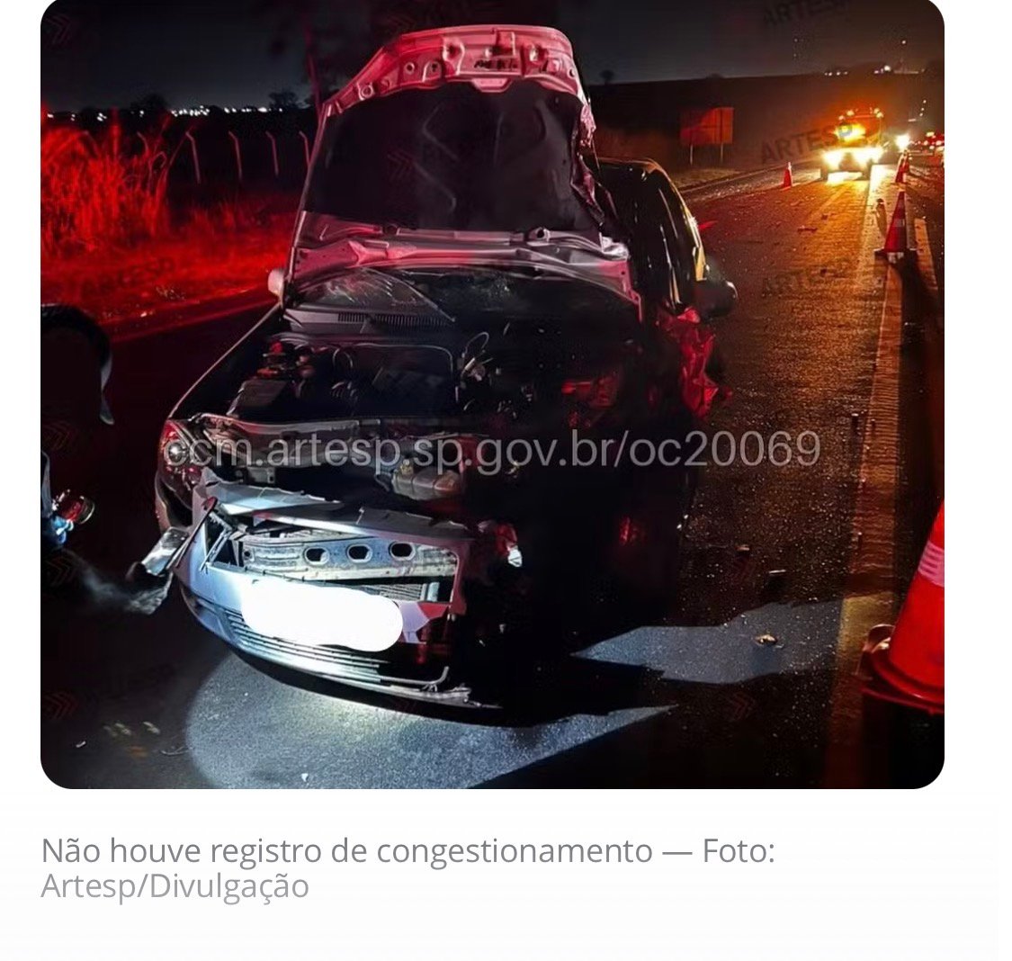 Motociclista morre ao bater contra carro em rodovia de Catanduva