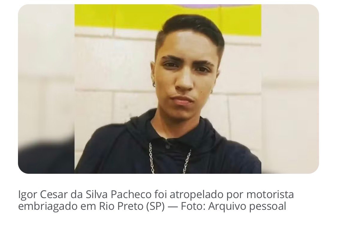 Jovem atropelado por motorista embriagado e sem CNH sofreu coágulo na cabeça e perfuração no pulmão