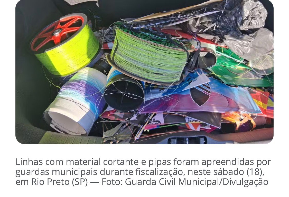 GCM apreende linhas com cerol em Rio Preto após acidentes na região