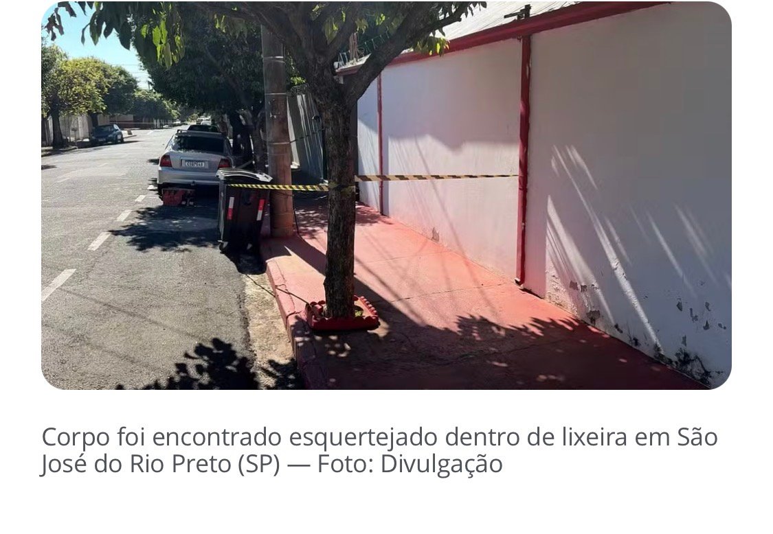 Corpo é encontrado esquartejado em lixeira em Rio Preto
