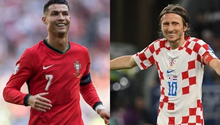 Português Cristiano Ronaldo e o croato Luka Modric TOMASZ JASTRZEBOWSKI/DIA ESPORTIVO/ESTADÃO C...