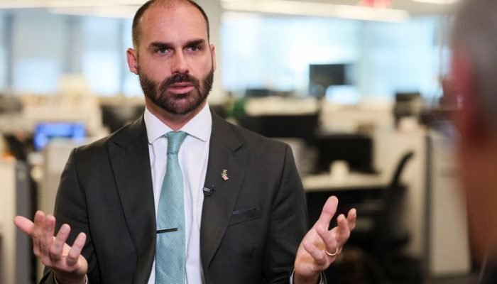 Deputado federal Eduardo Bolsonaro durante entrevista à Reuters em Washington  • Jessica Kosc...