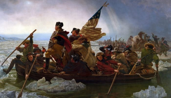 "Washington cruzando o Delaware", de Emanuel Leutze, mostra um episódio da Guerra de Independên...